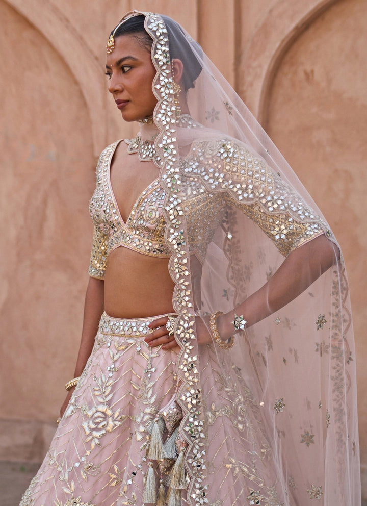 Angad Singh Dusty Peach Organza Lehenga SetFabilicious Fashion
