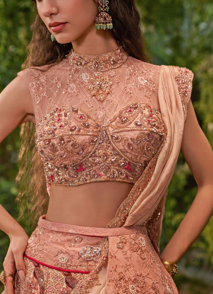 Jigar and Nikita Dusty Peach Silk Bridal Lehenga SetFabilicious Fashion