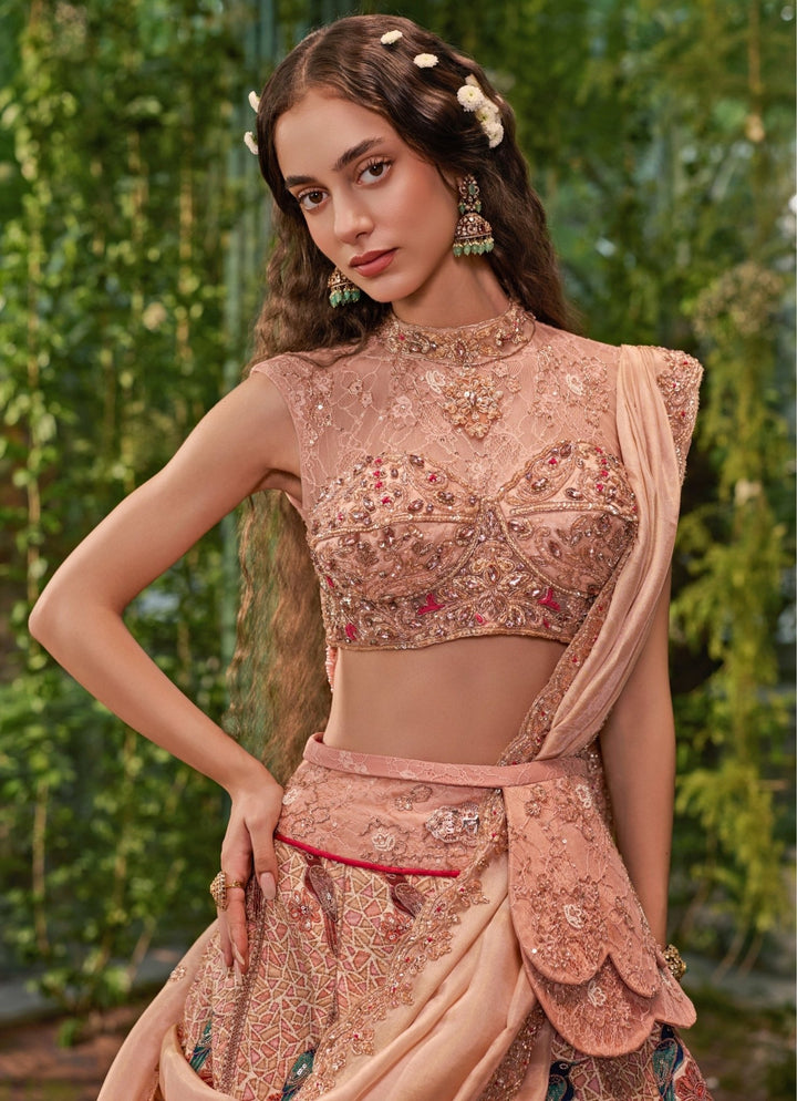 Jigar and Nikita Dusty Peach Silk Bridal Lehenga SetFabilicious Fashion