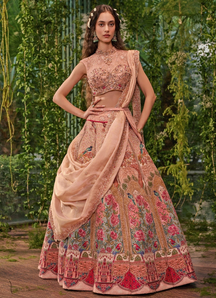 Jigar and Nikita Dusty Peach Silk Bridal Lehenga SetFabilicious Fashion