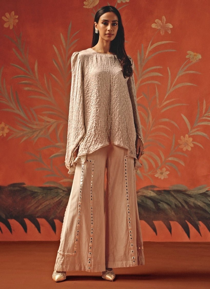 Twenty Nine Dusty Pink Bandhani Peplum Top And PalazzoFabilicious Fashion