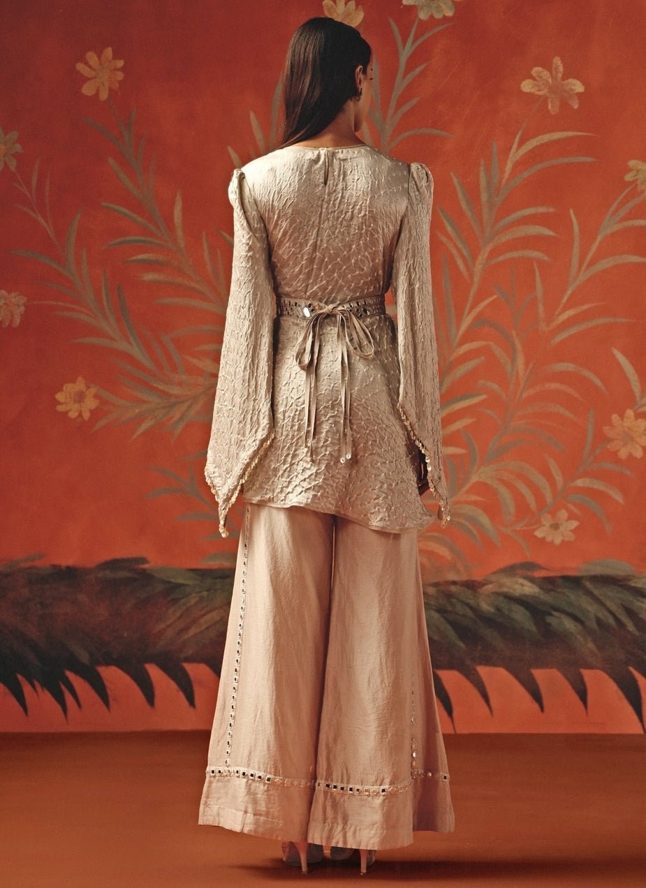 Twenty Nine Dusty Pink Bandhani Peplum Top And PalazzoFabilicious Fashion