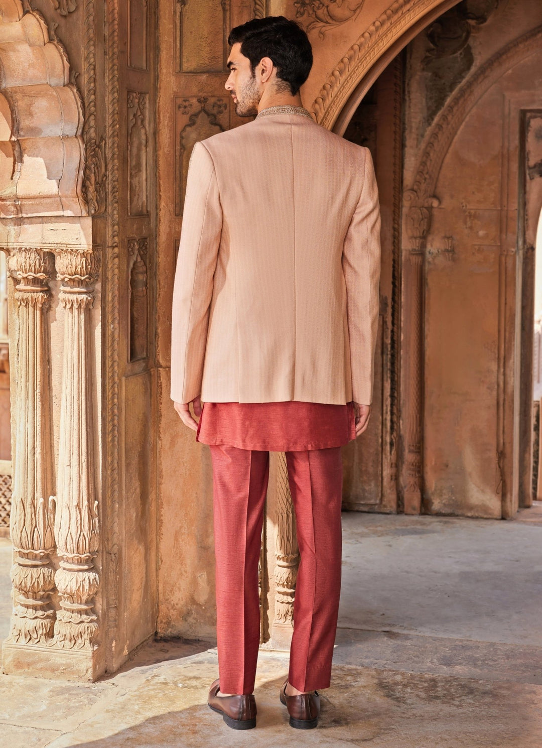 Dusty Pink Floral Embroidered Jacket Set Contrast By Parth Fabilicious Fashion
