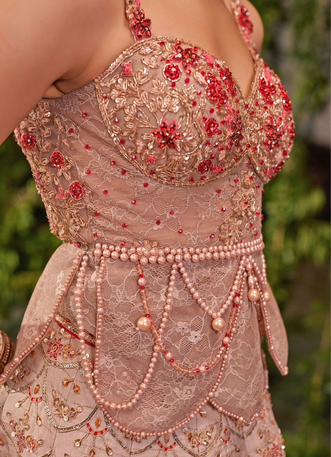 Jigar and Nikita Dusty Pink Floral Silk Bridal Lehenga SetFabilicious Fashion