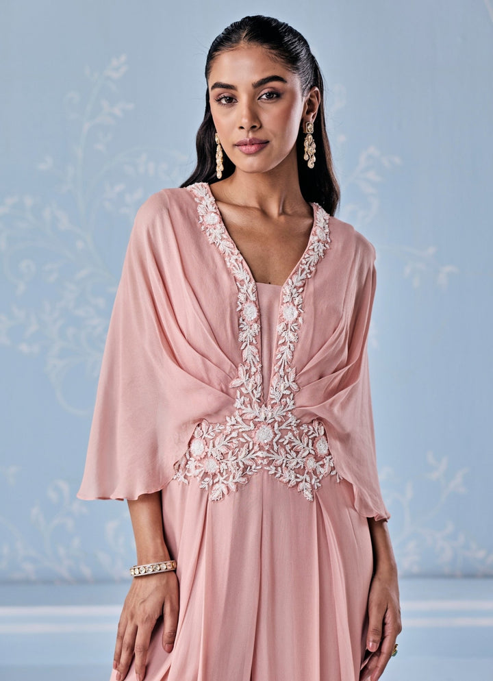 Dusty Pink Georgette Pleated Jumpsuit Seema Thukral - Fabilicious Fashion
