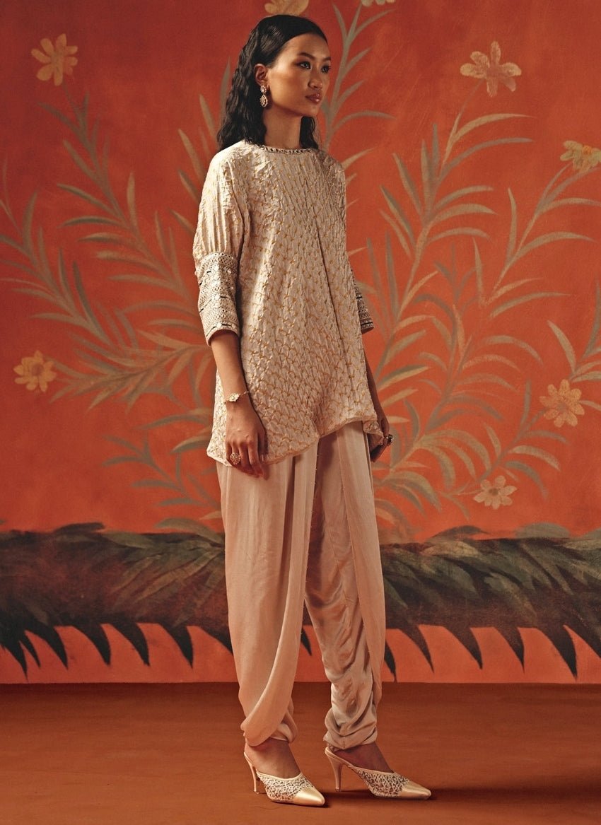 Twenty Nine Dusty Pink Mirrorwork Tunic With DhotiFabilicious Fashion