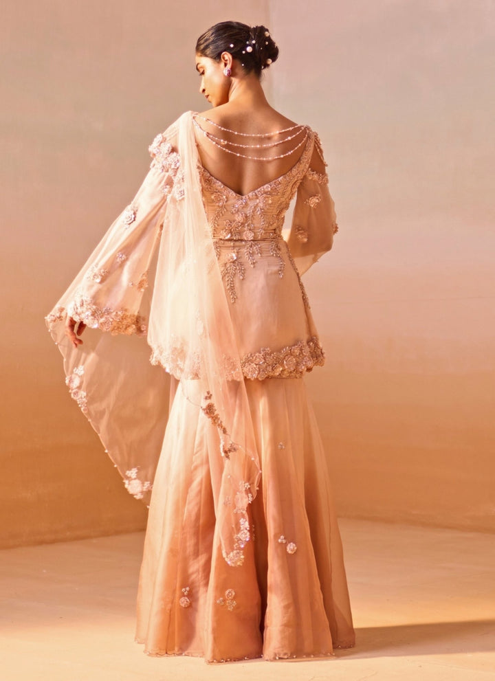 Nitika Gujral Dusty Pink Ombre Organza Kurta Garara SetFabilicious Fashion