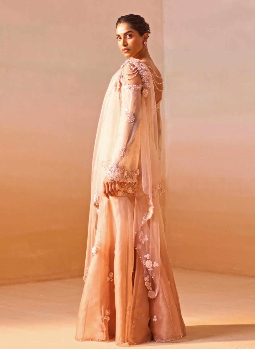 Nitika Gujral Dusty Pink Ombre Organza Kurta Garara SetFabilicious Fashion
