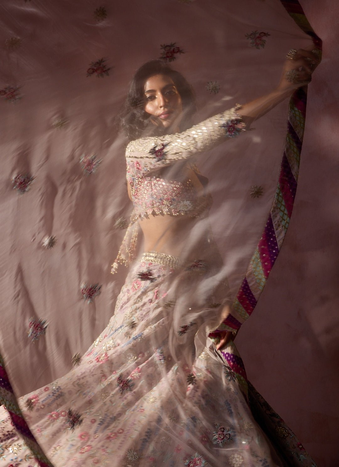 Dusty Pink Organza Lehenga Set Nitika Gujral - Fabilicious Fashion