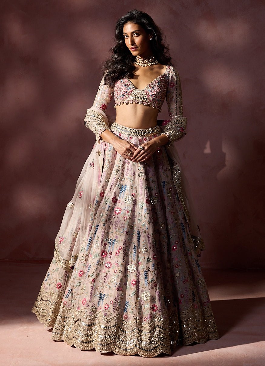 Dusty Pink Organza Lehenga Set Nitika Gujral - Fabilicious Fashion