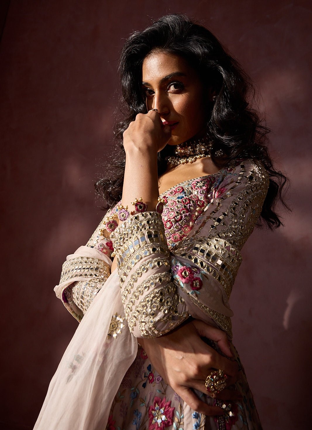 Dusty Pink Organza Lehenga Set Nitika Gujral - Fabilicious Fashion