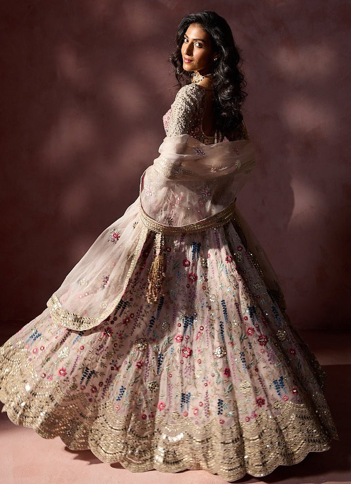 Dusty Pink Organza Lehenga Set Nitika Gujral - Fabilicious Fashion