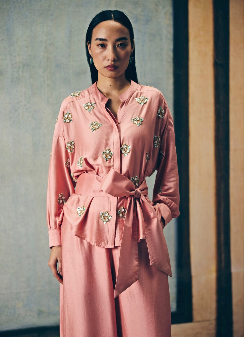 Dusty Pink Silk Co - Ord Set Paulmi and Harsh X Ease - Fabilicious Fashion