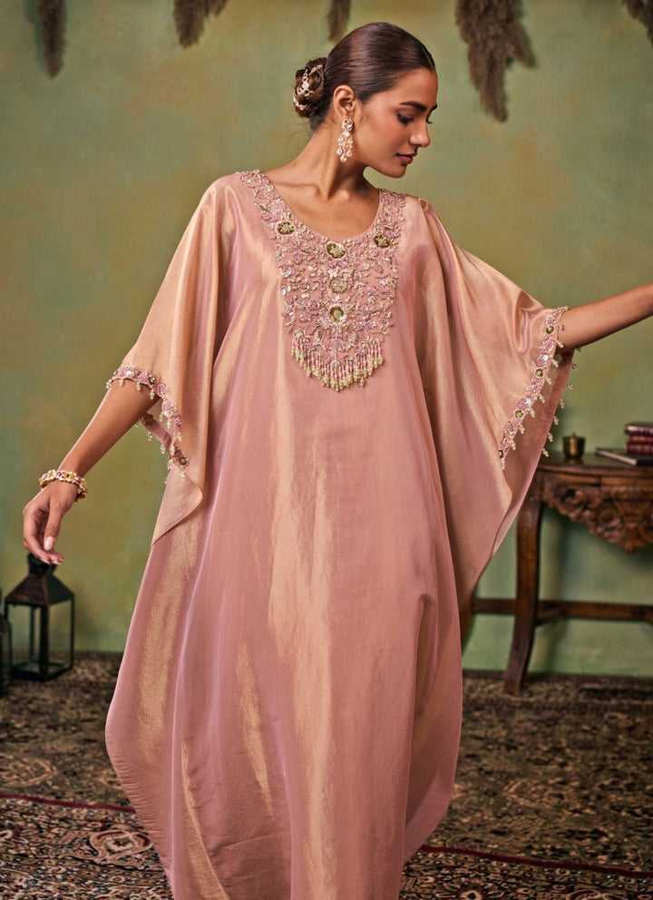 Seema Thukral Dusty Pink Tissue Kaftan Pants SetFabilicious Fashion