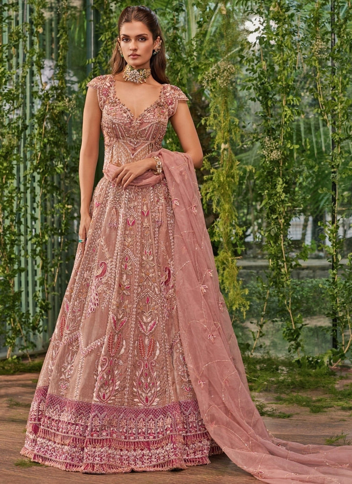 Jigar and Nikita Dusty Pink Velvet Bridal Lehenga SetFabilicious Fashion