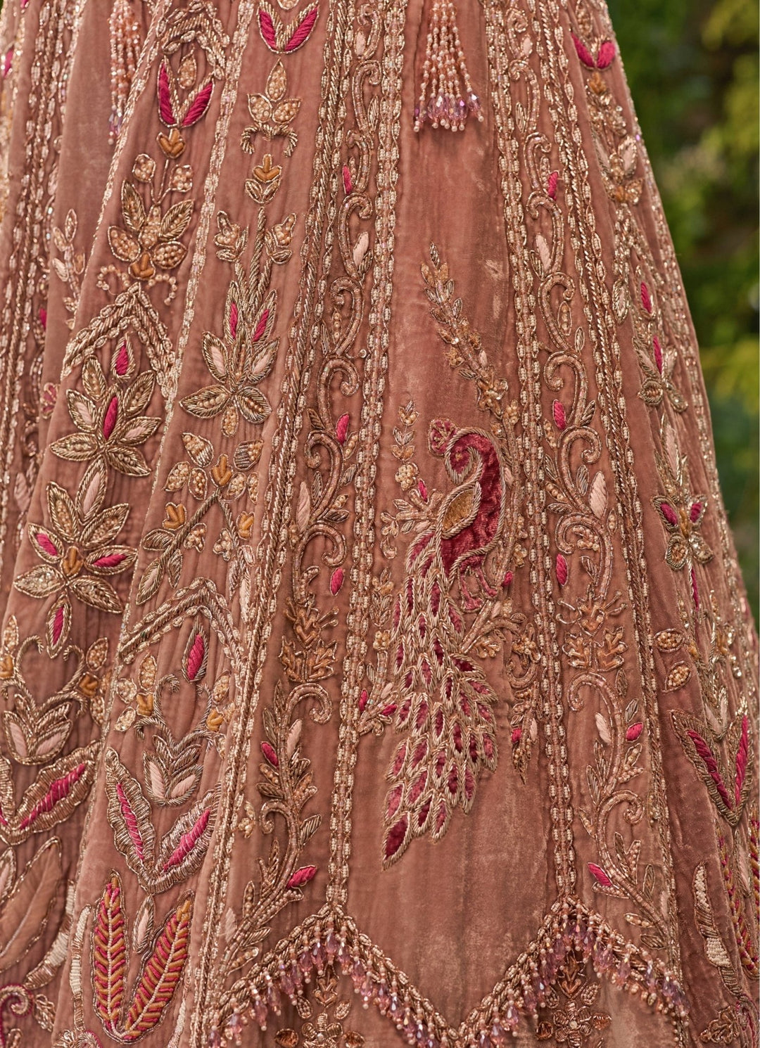 Jigar and Nikita Dusty Pink Velvet Bridal Lehenga SetFabilicious Fashion