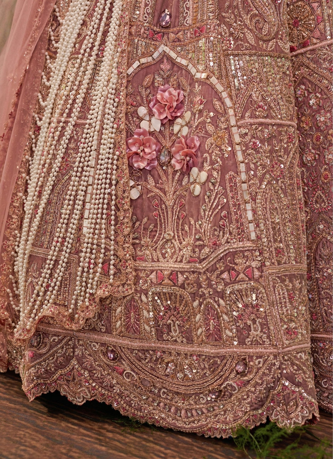 Jigar and Nikita Dusty Rose Pink Organza Bridal Lehenga SetFabilicious Fashion