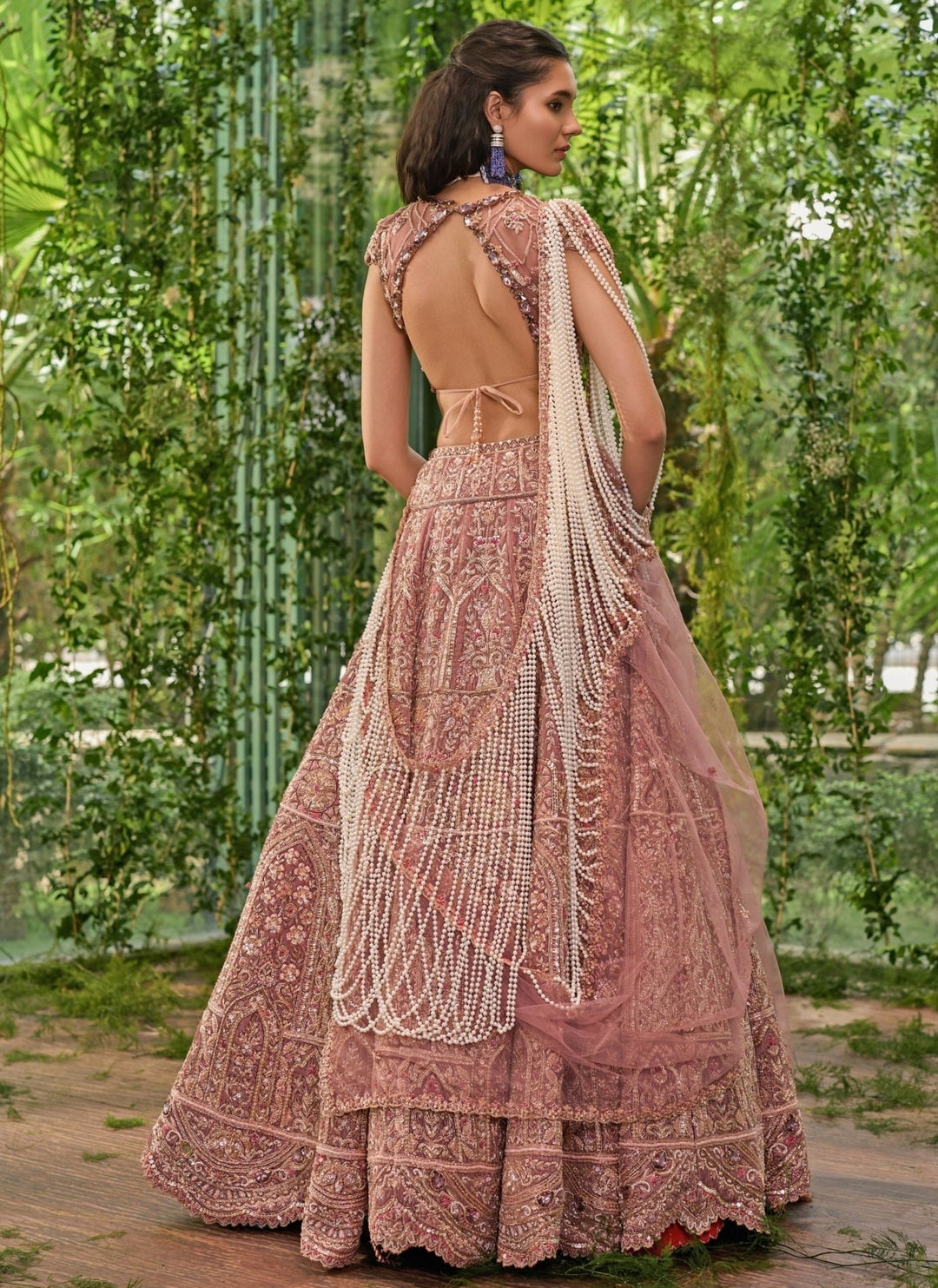 Jigar and Nikita Dusty Rose Pink Organza Bridal Lehenga SetFabilicious Fashion