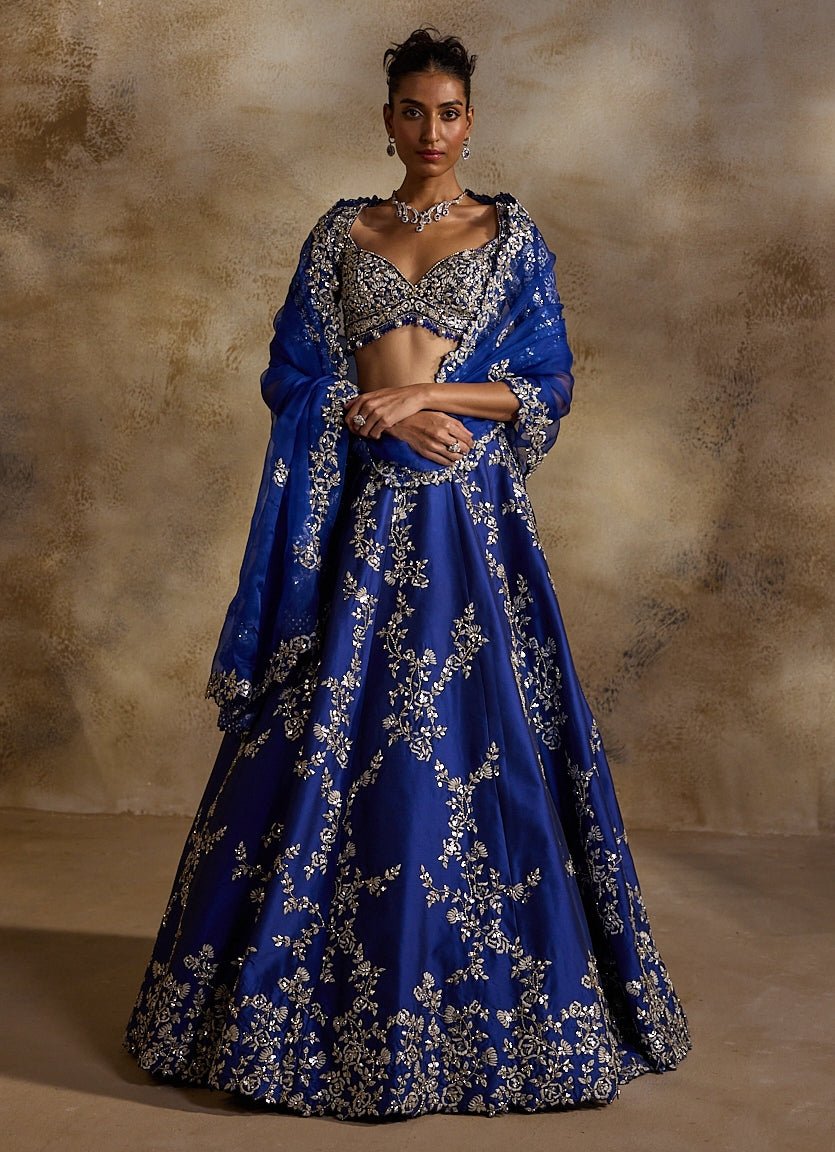 Electric Blue Taffeta Lehenga Set Nitika Gujral - Fabilicious Fashion