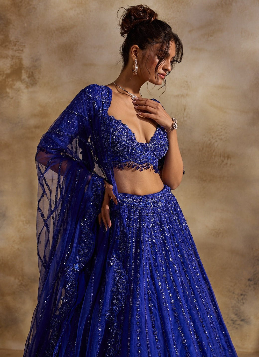 Electric Blue Tulle Lehenga Set Nitika Gujral - Fabilicious Fashion