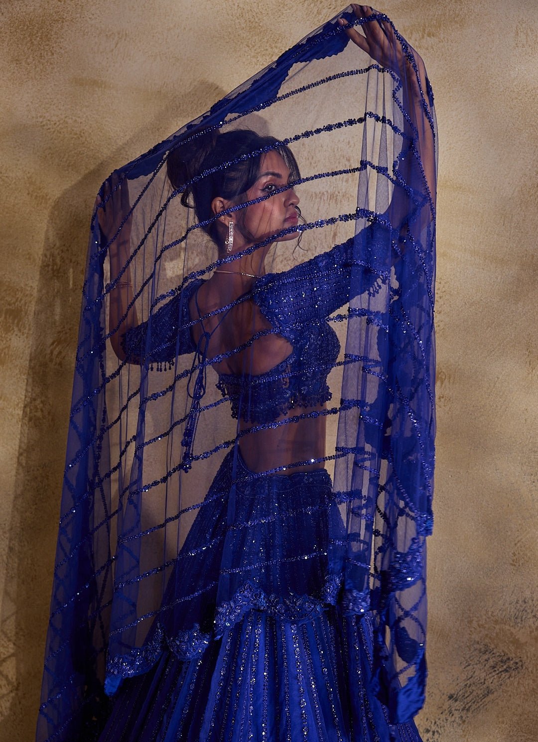 Electric Blue Tulle Lehenga Set Nitika Gujral - Fabilicious Fashion