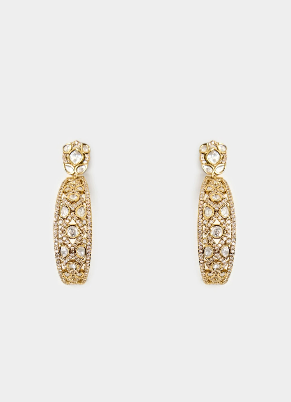 Elegant Gold Plated Hoop Earrings Vivinia By Vidhi Mehra - Fabilicious Fashion