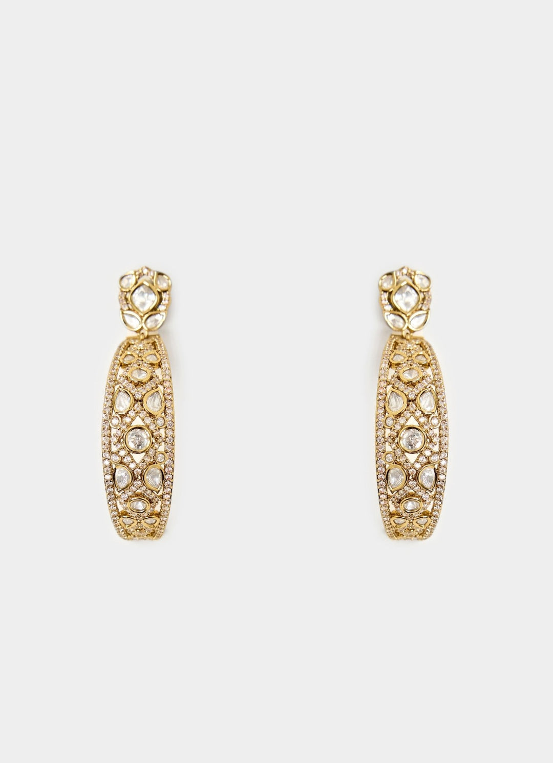 Elegant Gold Plated Hoop Earrings Vivinia By Vidhi Mehra - Fabilicious Fashion