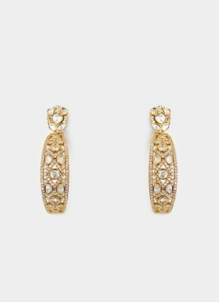 Elegant Gold Plated Hoop Earrings Vivinia By Vidhi Mehra - Fabilicious Fashion