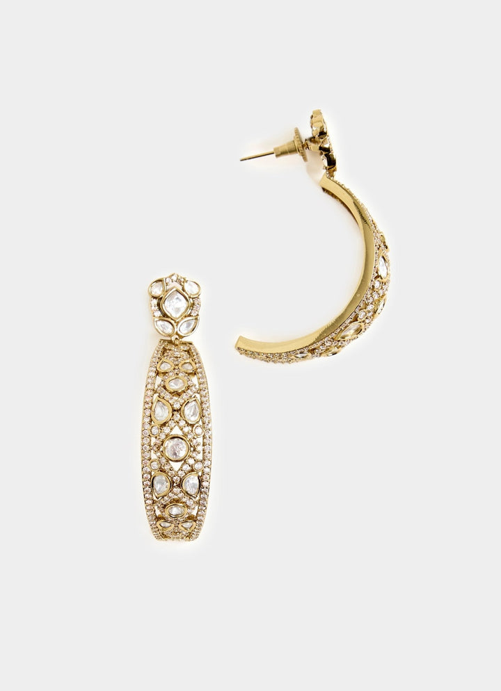 Elegant Gold Plated Hoop Earrings Vivinia By Vidhi Mehra - Fabilicious Fashion