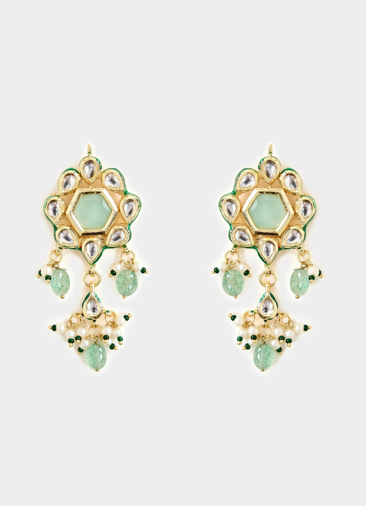 Elegant Green Beaded Necklace Set Vivinia By Vidhi Mehra - Fabilicious Fashion