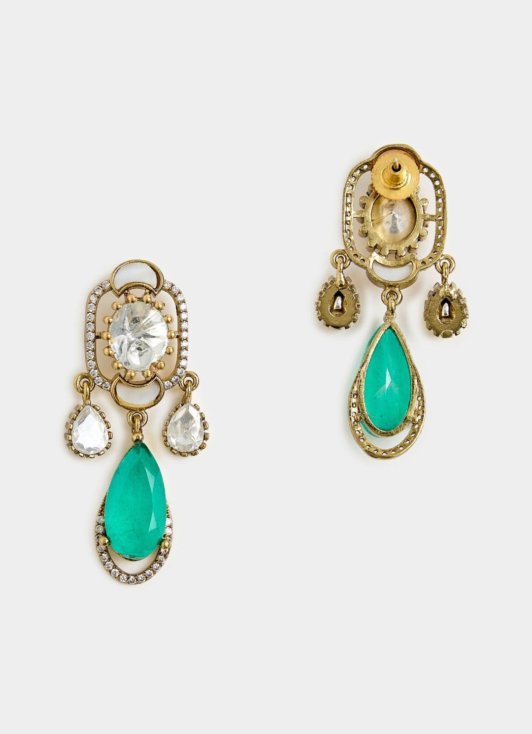 Elegant Green Drop Kundan Necklace Set Vivinia By Vidhi Mehra - Fabilicious Fashion