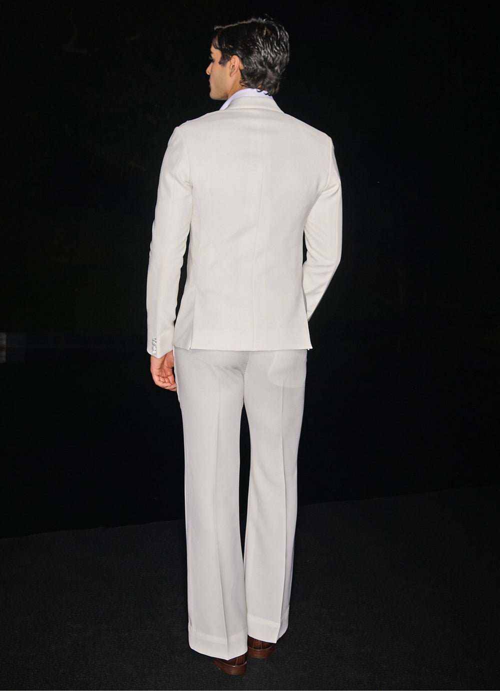 Elegant Ivory Embroidered Tuxedo Set Contrast By Parth - Fabilicious Fashion