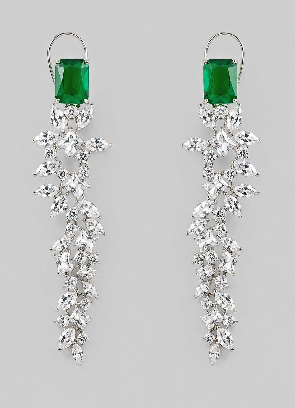 Zevar by Geeta Emerald And Diamond Dangler EarringsFabilicious Fashion