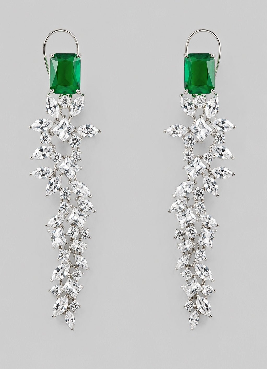 Zevar by Geeta Emerald And Diamond Dangler EarringsFabilicious Fashion