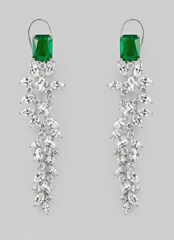 Zevar by Geeta Emerald And Diamond Dangler EarringsFabilicious Fashion