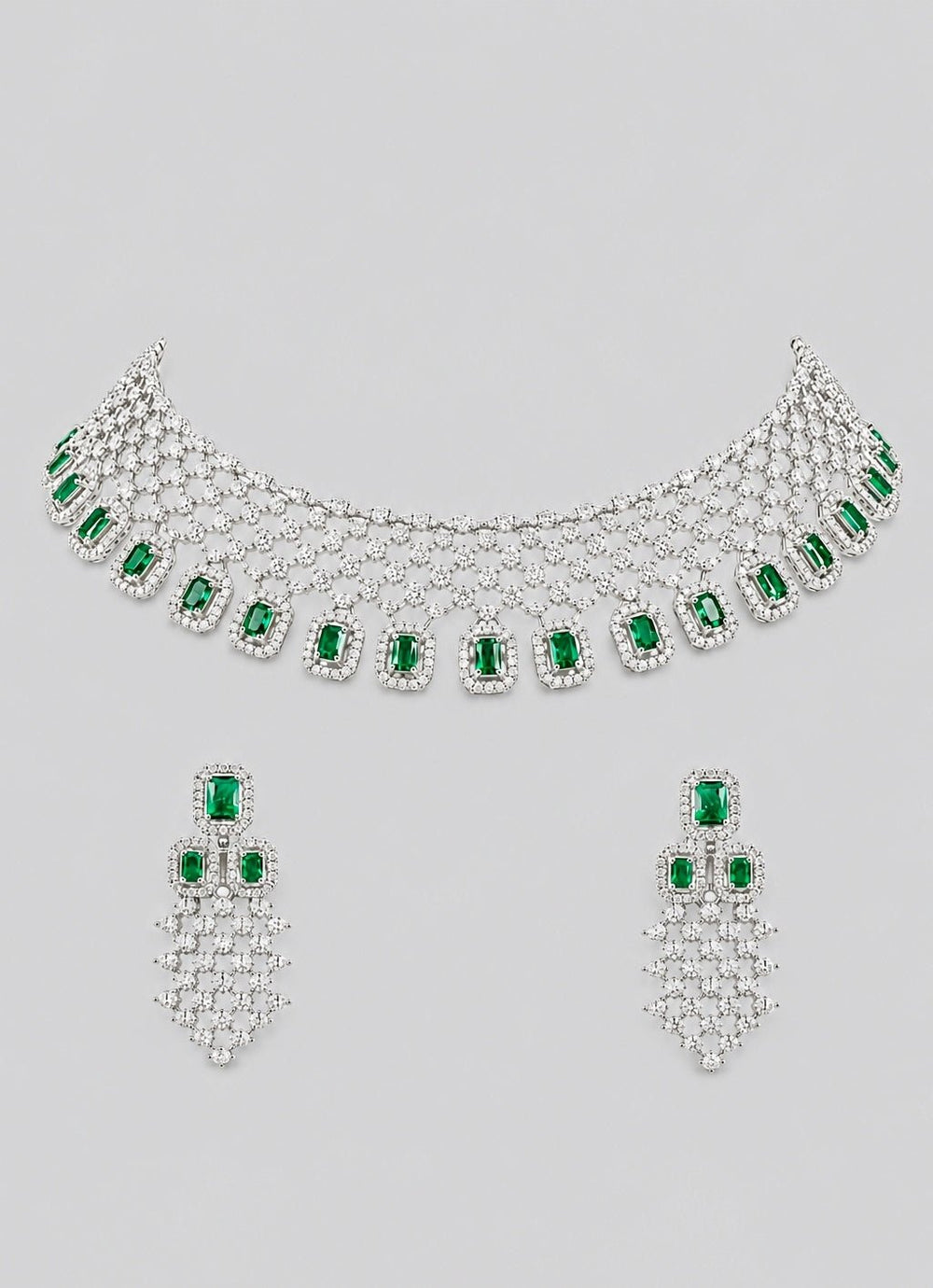 Zevar by Geeta Emerald And Diamond Necklace SetFabilicious Fashion