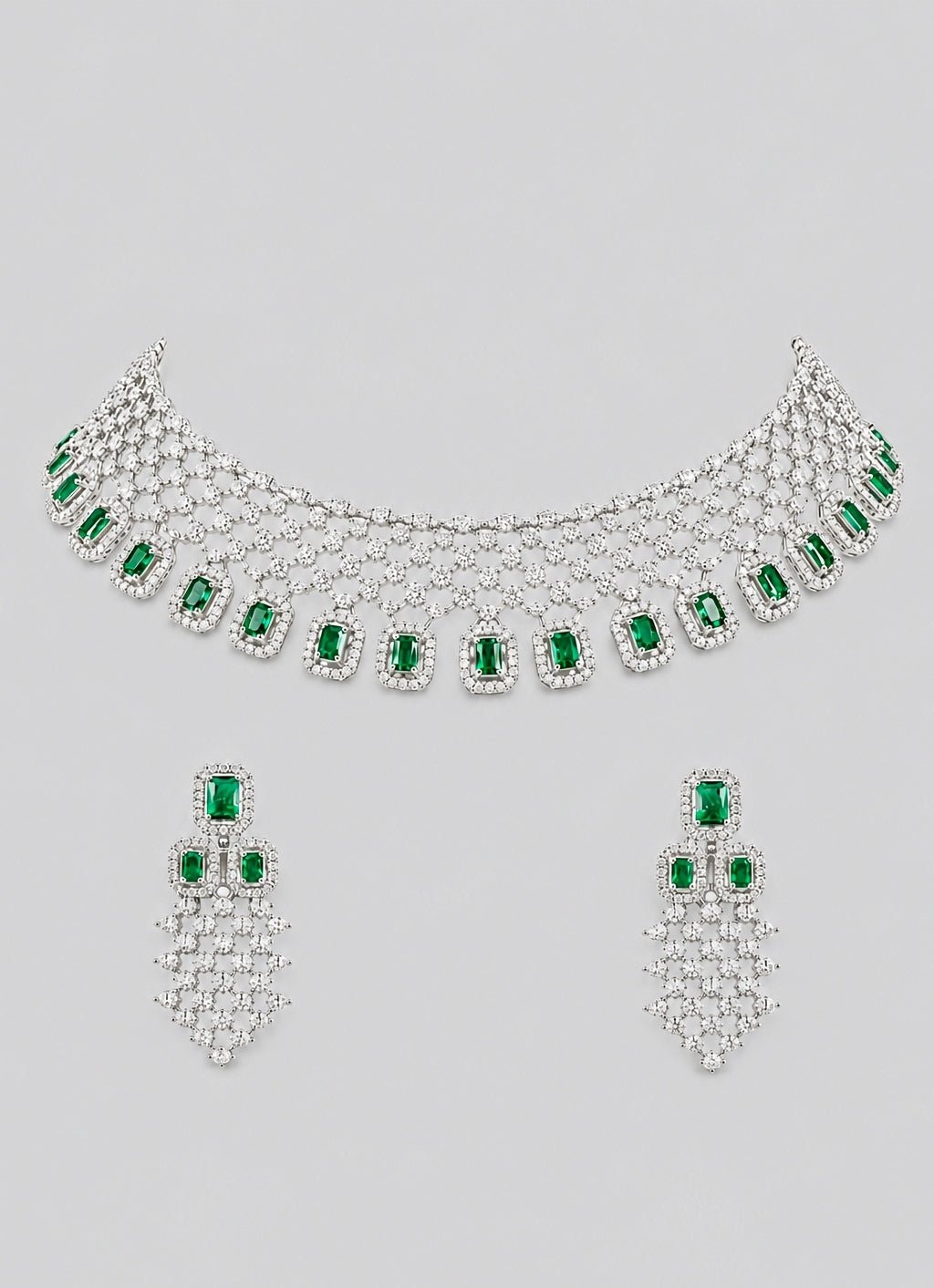 Zevar by Geeta Emerald And Diamond Necklace SetFabilicious Fashion