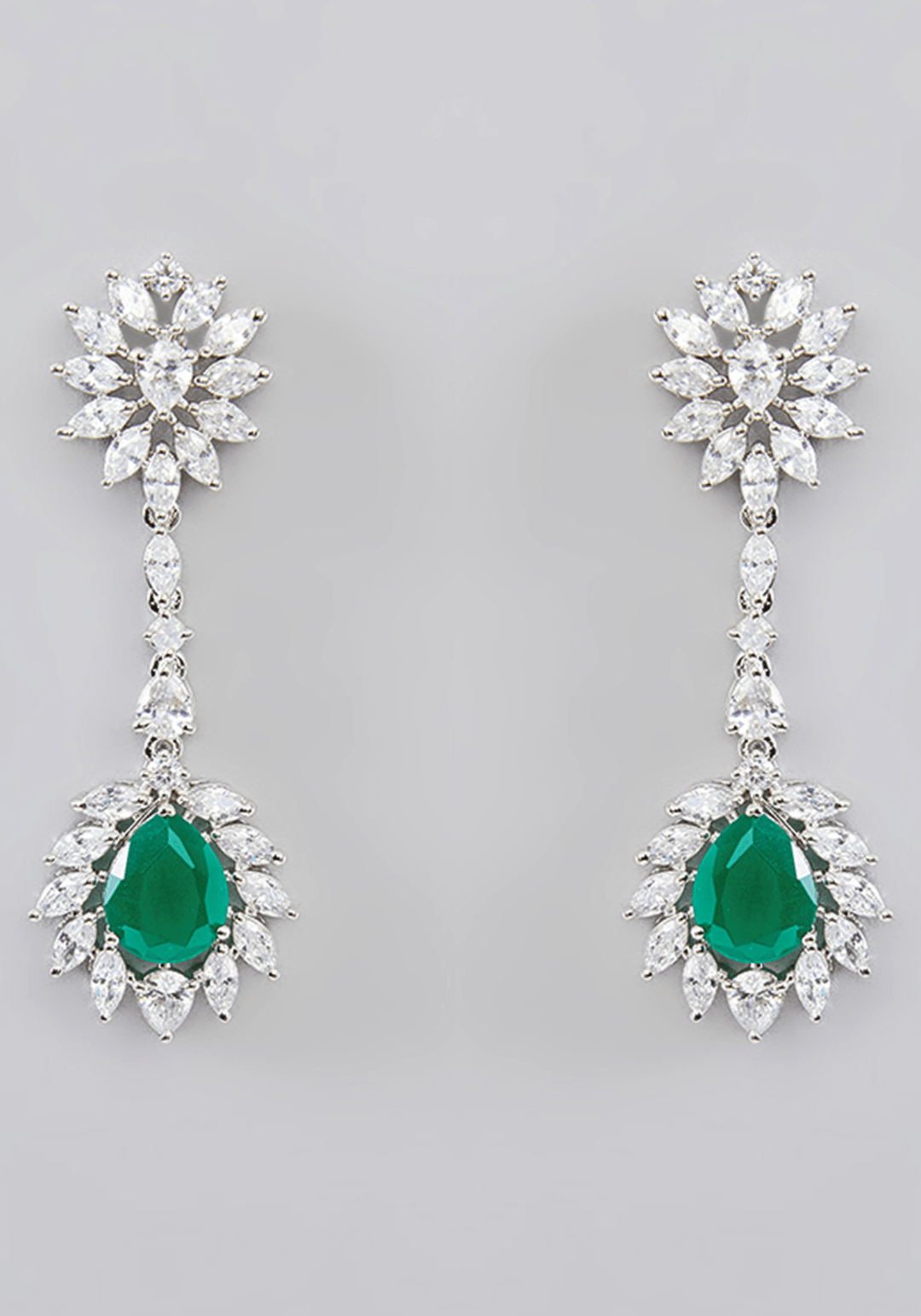 Emerald And Faux Diamond Necklace Set Zevar by Geeta - Fabilicious Fashion