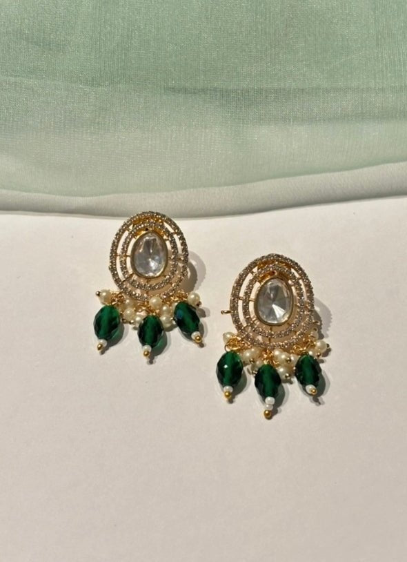 Naymee Emerald And Kundan Drop EarringsFabilicious Fashion