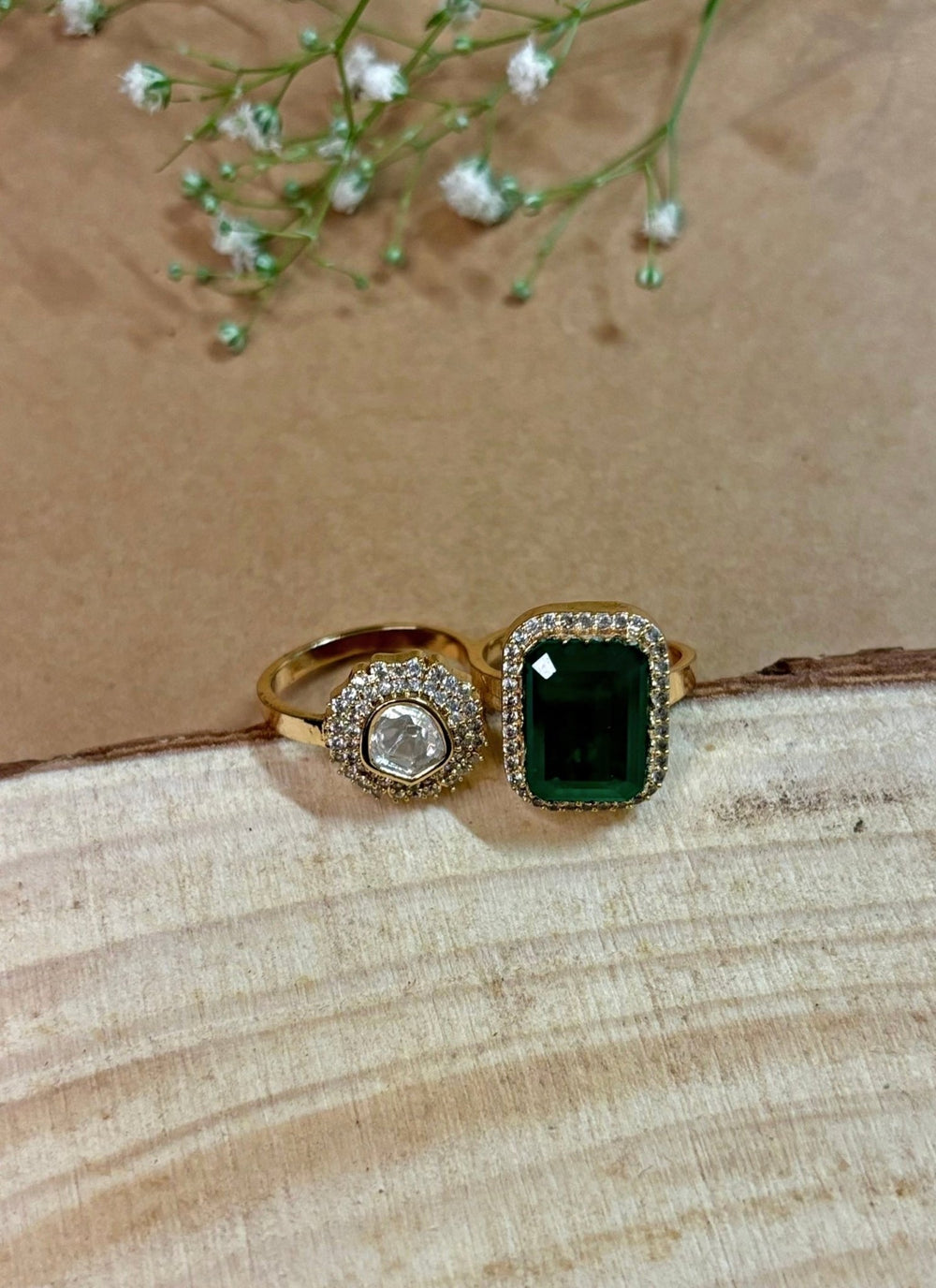 Naymee Emerald And Kundan RingFabilicious Fashion