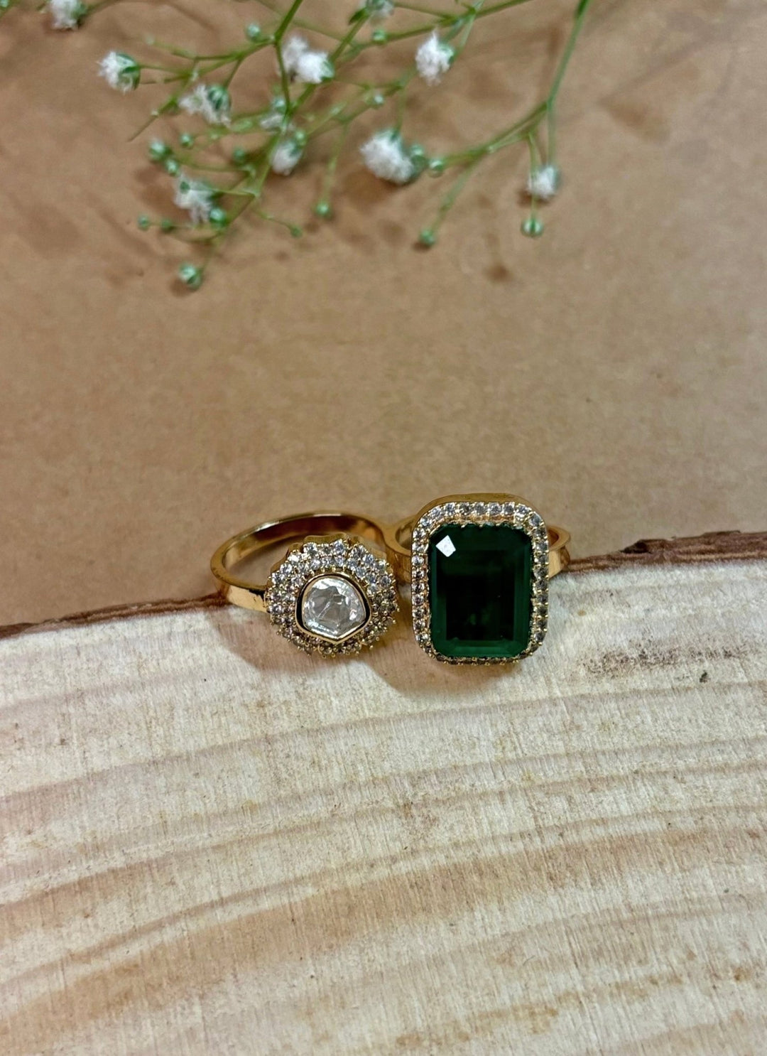 Naymee Emerald And Kundan RingFabilicious Fashion