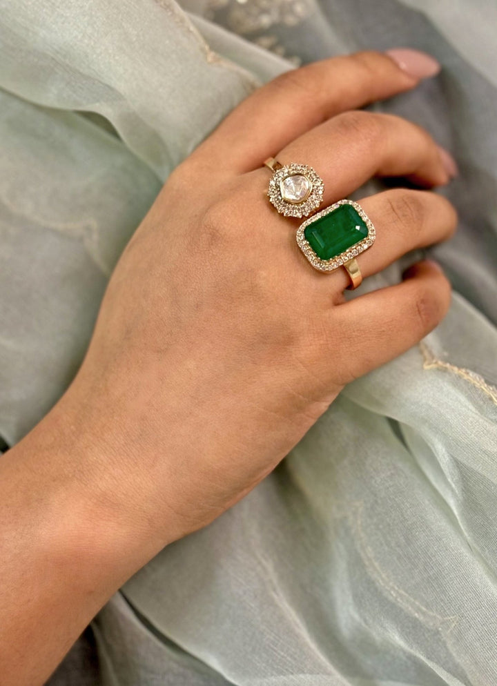 Naymee Emerald And Kundan RingFabilicious Fashion
