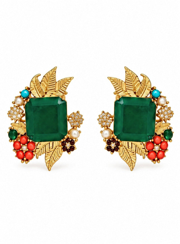 Vivinia By Vidhi Mehra Emerald And Multicolour Stone Necklace SetFabilicious Fashion