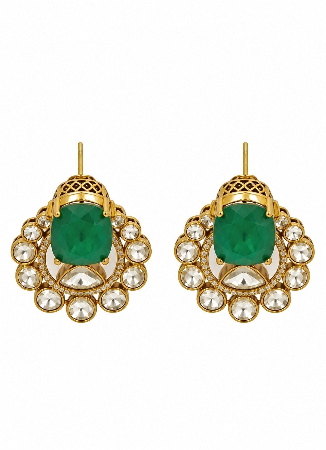 Vivinia By Vidhi Mehra Emerald And Pearl Moissanite Polki Choker SetFabilicious Fashion