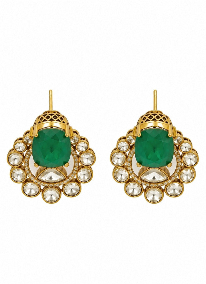 Vivinia By Vidhi Mehra Emerald And Pearl Moissanite Polki Choker SetFabilicious Fashion
