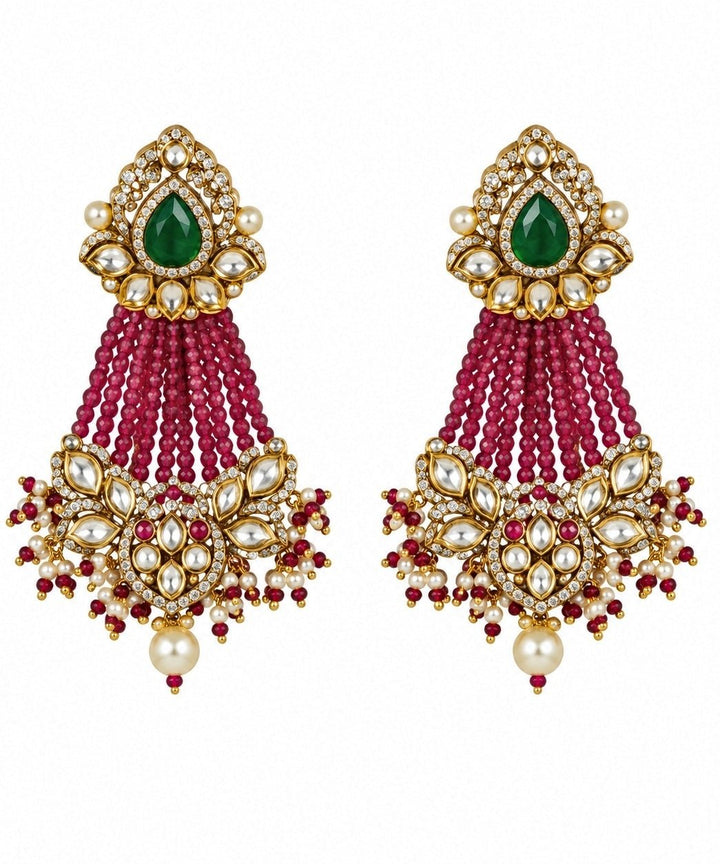 Vivinia By Vidhi Mehra Emerald And Ruby Moissanite Polki Necklace SetFabilicious Fashion