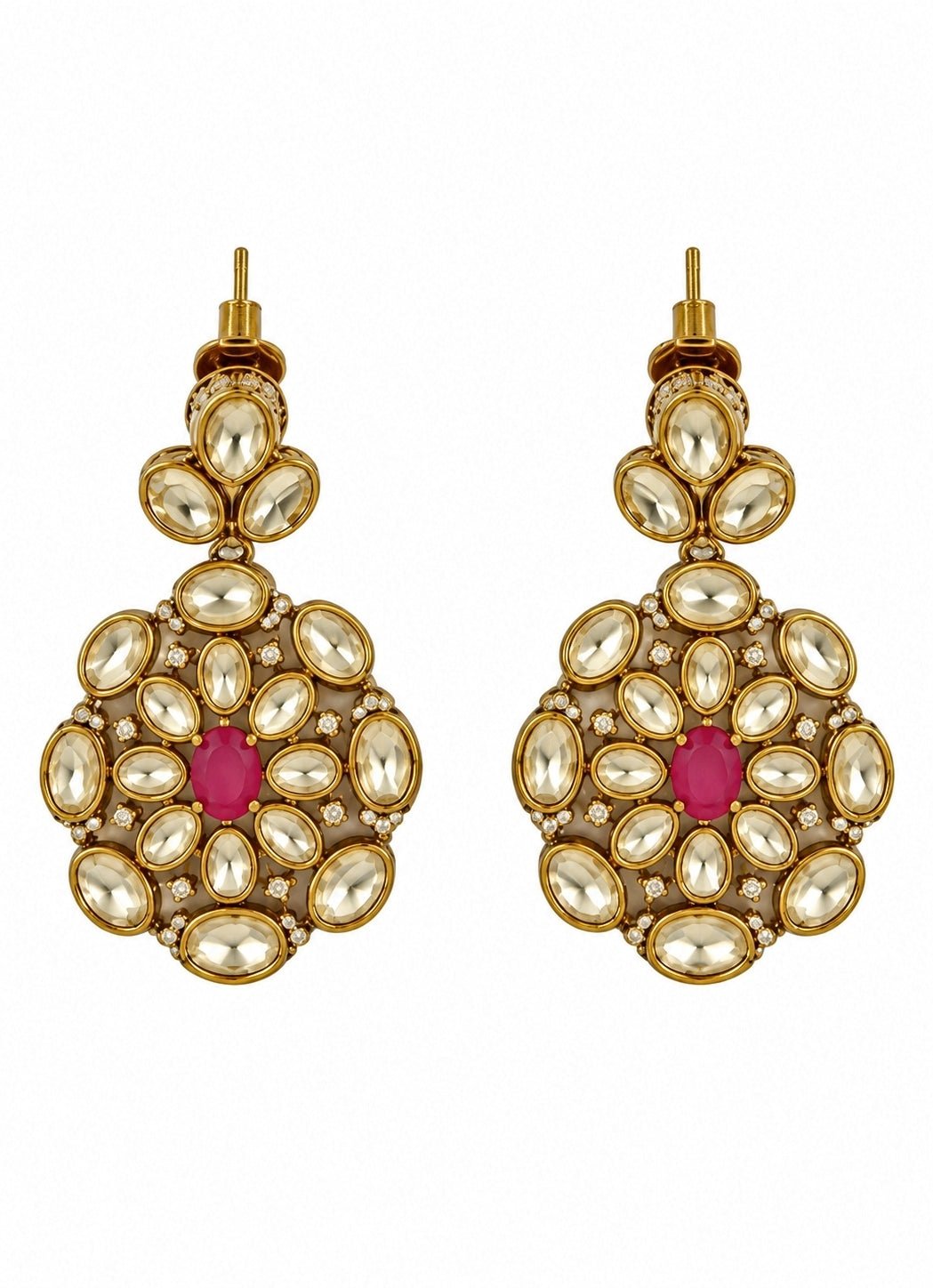 Vivinia By Vidhi Mehra Emerald And Ruby Moissanite Polki Pearl Necklace SetFabilicious Fashion