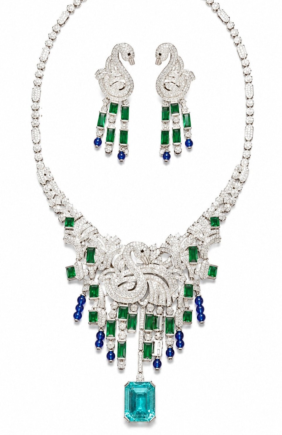 Vivinia by Vidhi Mehra Emerald And Sapphire Diamond Necklace SetFabilicious Fashion