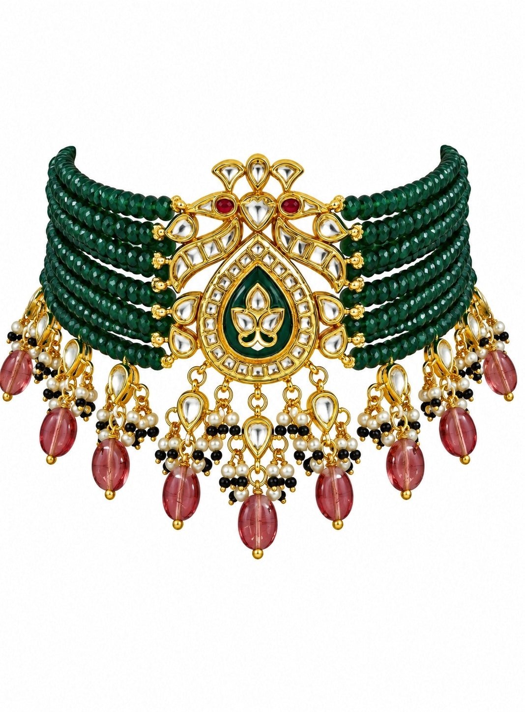 Vivinia By Vidhi Mehra Emerald Beaded Kundan Choker SetFabilicious Fashion