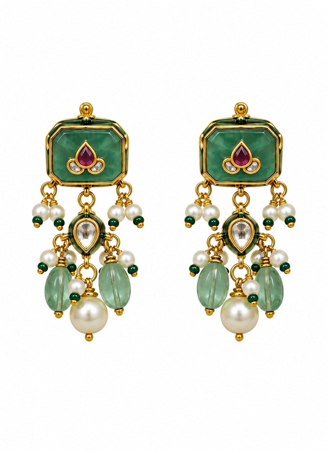 Vivinia By Vidhi Mehra Emerald Beaded Multistone And Kundan Choker SetFabilicious Fashion